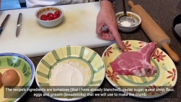 The best Italian costoletta alla Milanese, a fast and easy-to-make recipe. How to make the perfect breading to coat your meat? By following a few simple steps, you will learn how to prepare a veal chop Milanese served with a confit tomato emulsion
